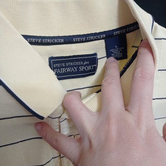 Steve Striker Fairway Golf Polo Shirt Mens Large Yellow Stripe Short Sleeve - Picture 2 of 3